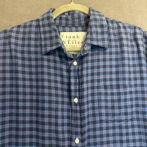 Frank & Eileen Luke Italian Flannel Button Up Shirt Size M Blue Plaid Cotton
